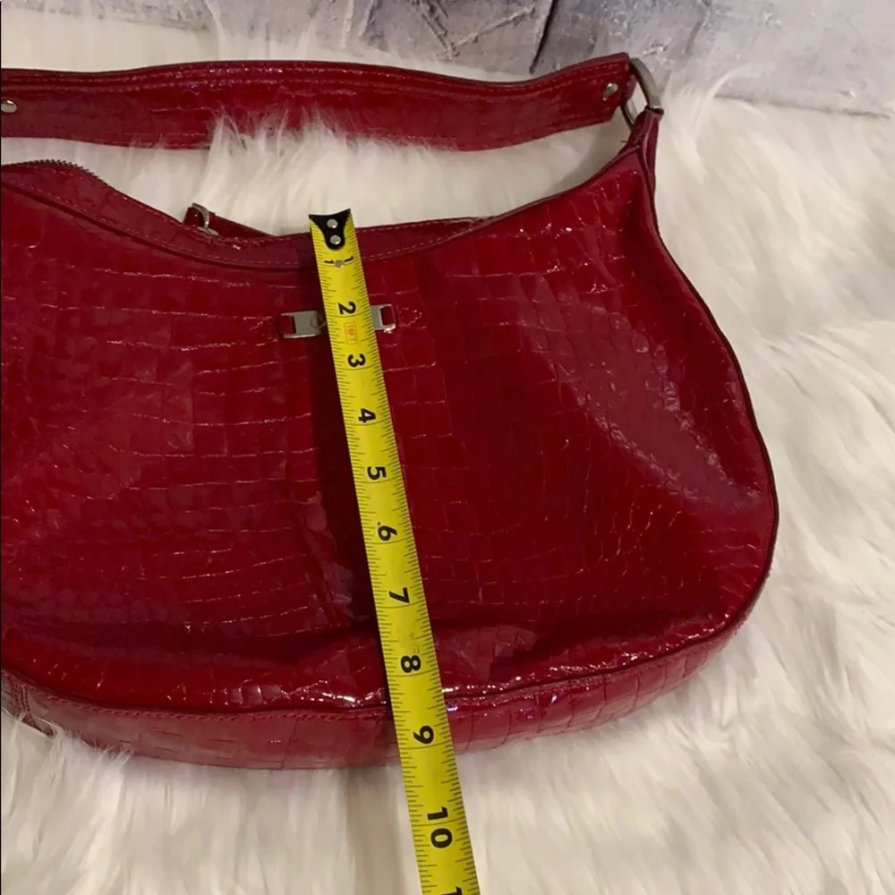 Cole Haan glossy Red leather crocodile Embossed bag